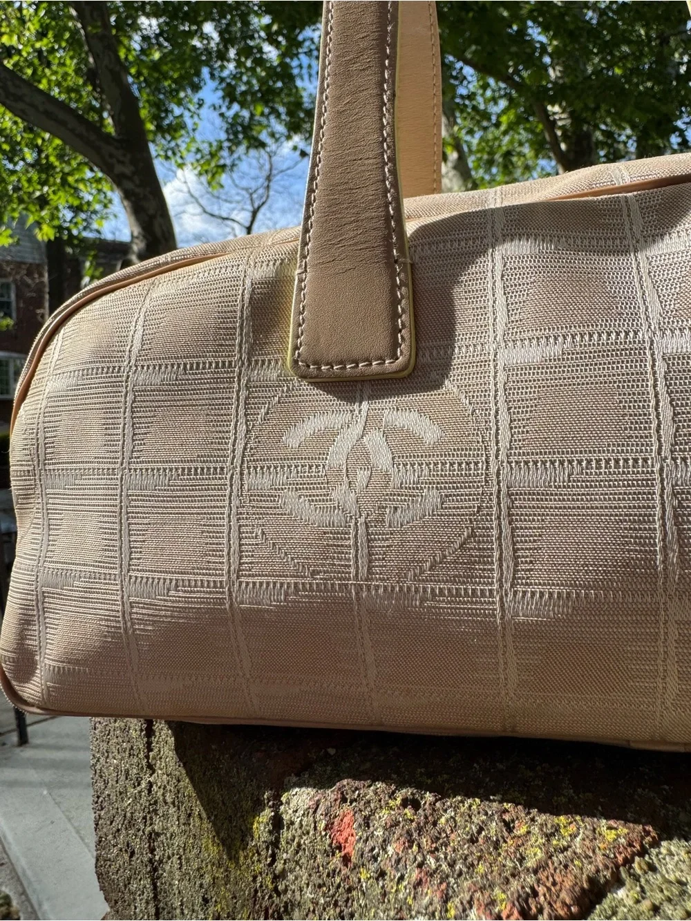 Chanel Y2K Beige Travel Ligne East West Shoulder Bag